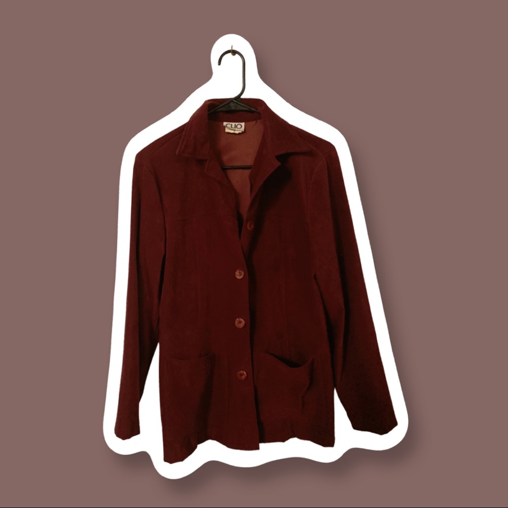 Clio Maroon Suede Jacket, Sm